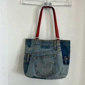 Harvey’s Denim Handbag with Red Straps